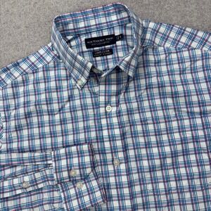 Southern Tide Charleston Performance Shirt Mens Small Blue Plaid Stretch Preppy